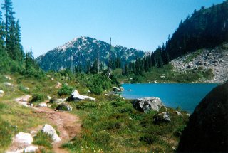 At Rainbow Lake, trail along the south side, Rainbow Lake 1998-08.